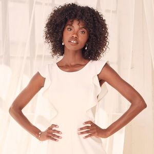 Lulus White Ruffled Wide-Leg Jumpsuit